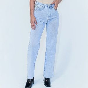 Princess Polly Straight Leg Light Wash Denim Jeans